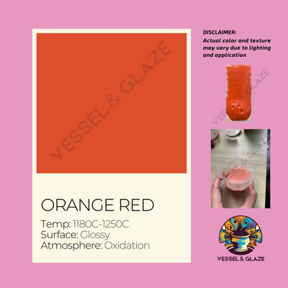 Uni-Colored Glossy Powder Glaze (Orange Red) - Vessel & Glaze